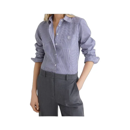 Feminine Cotton Shirt - Navy