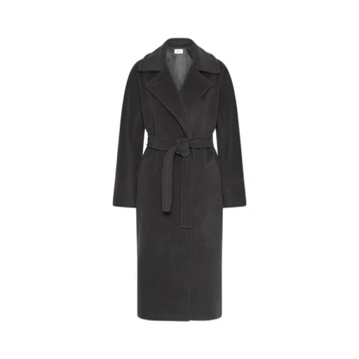 Double-Breasted Beaver Cloth Coat - Melange Grey