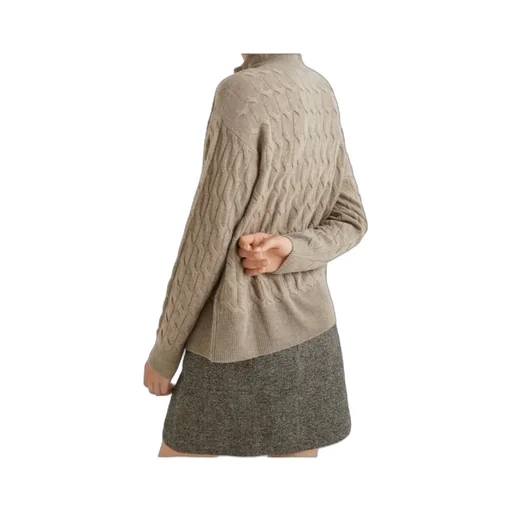 Cashmere-Blend Mock Polo-Neck Sweater - Mud