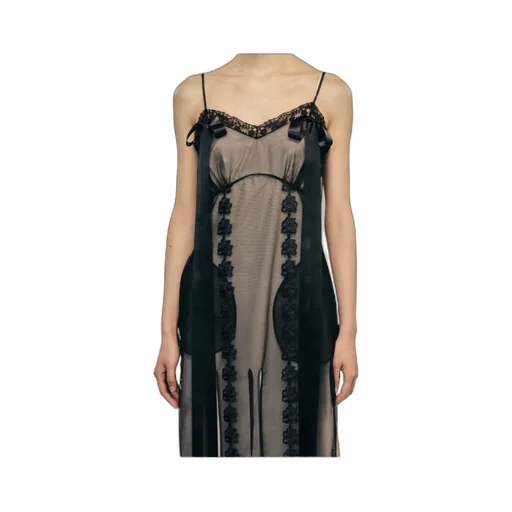 Simone Rocha Layered Ribbon Daisy Chain Multi Slit Dress