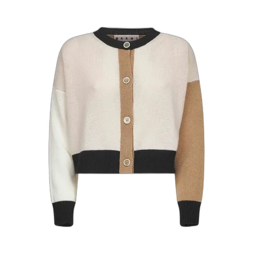 Marni Logo Embroidered Color Blocked Cardigan
