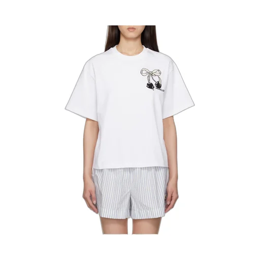 Embroidered Cherry Logo Cotton T-Shirt