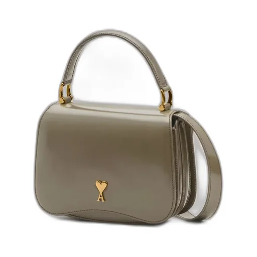 Ami Paris Logo Plaque Foldover Top Shoulder Bag
