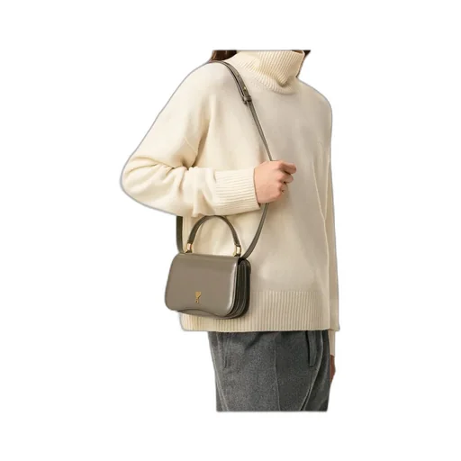 Ami Paris Logo Plaque Foldover Top Shoulder Bag
