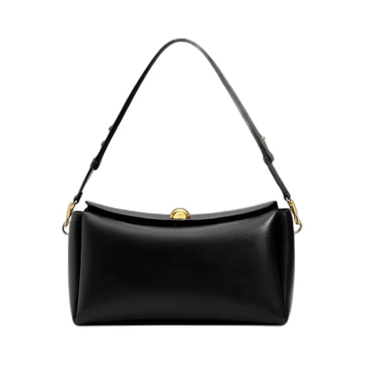 Black Smooth Leather Carrousel Medium Bag