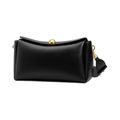Black Smooth Leather Carrousel Medium Bag
