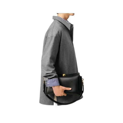Black Smooth Leather Carrousel Medium Bag