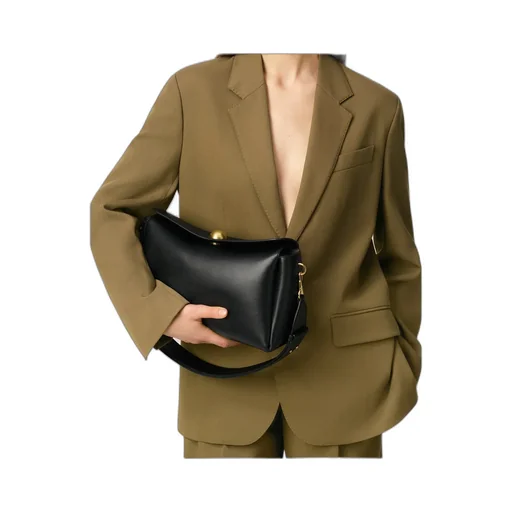 Black Smooth Leather Carrousel Medium Bag