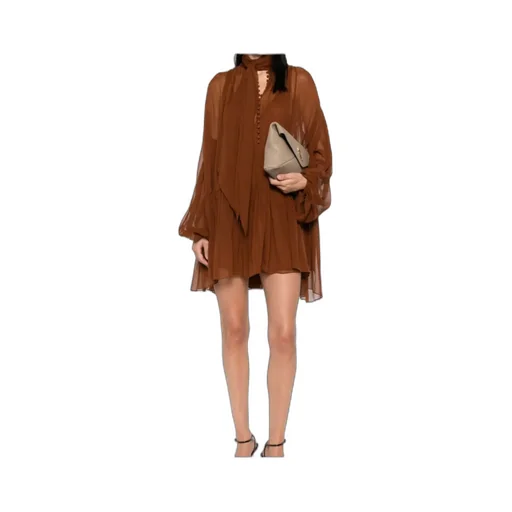 Saint Laurent LavalliÈRe Ruffled Long-Sleeved Dress