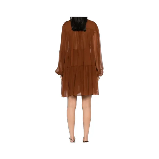 Saint Laurent LavalliÈRe Ruffled Long-Sleeved Dress