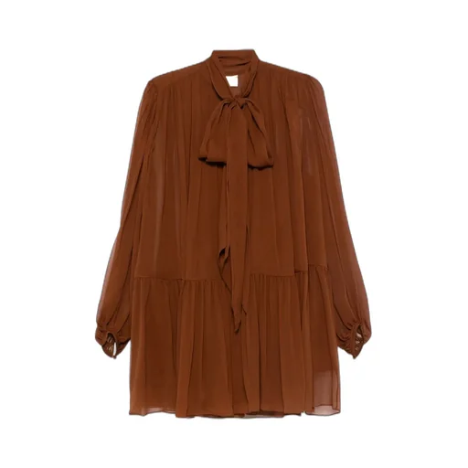 Saint Laurent LavalliÈRe Ruffled Long-Sleeved Dress