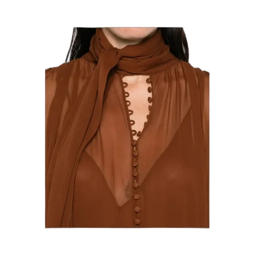 Saint Laurent LavalliÈRe Ruffled Long-Sleeved Dress