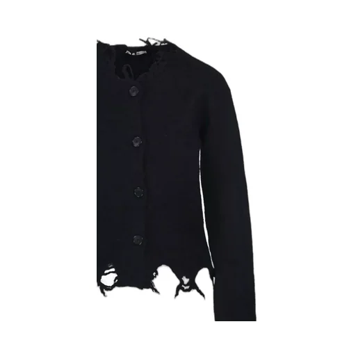 Frayed-Hem Distressed Cardigan