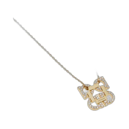 Crystal Embellished Four Gancini Pendant Necklace