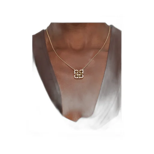 Crystal Embellished Four Gancini Pendant Necklace