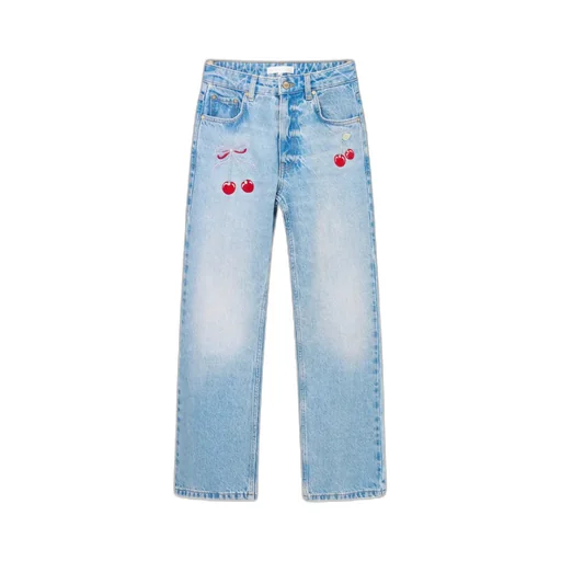 Cherry-Embroidery Jeans