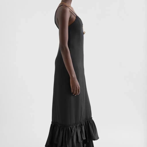 Silk Blend Ruffle Dress