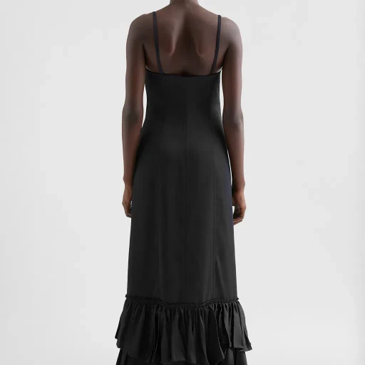 Silk Blend Ruffle Dress