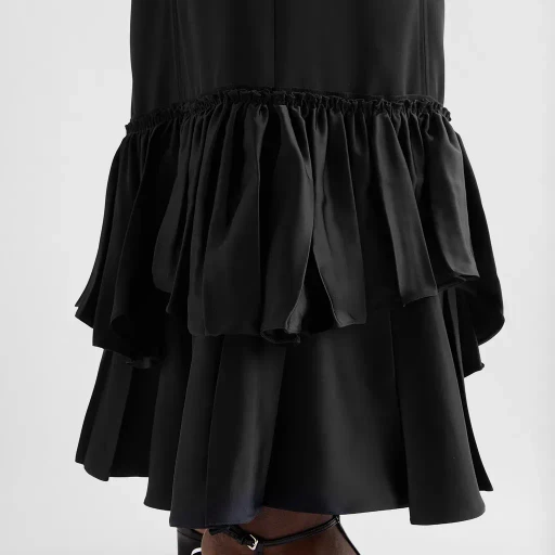 Silk Blend Ruffle Dress