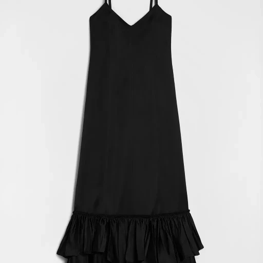 Silk Blend Ruffle Dress