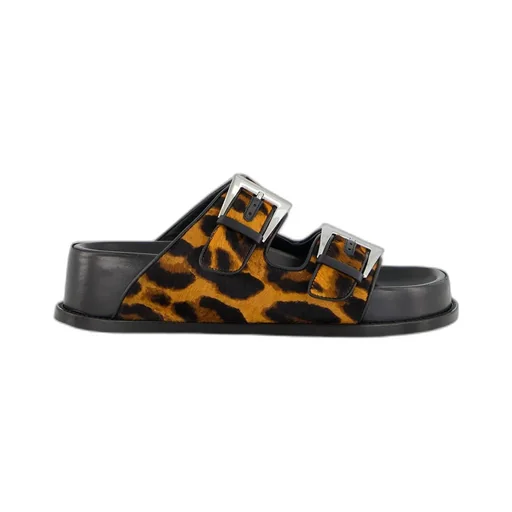 Leopard-Print Flat Sandals