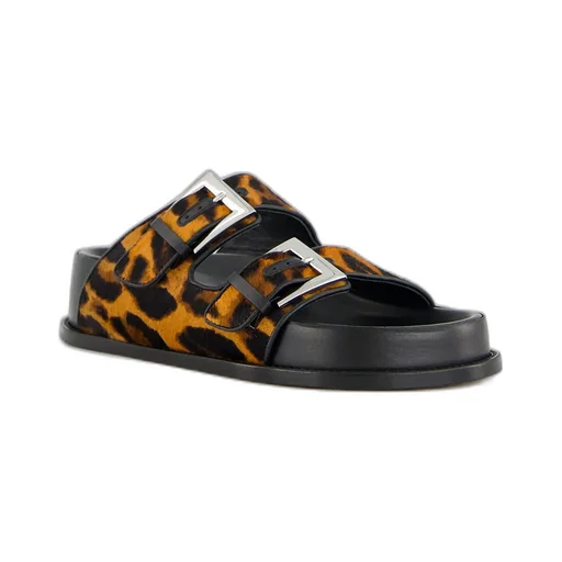 Leopard-Print Flat Sandals