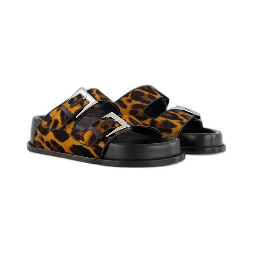 Leopard-Print Flat Sandals