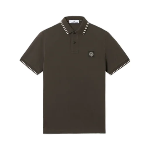 Stone Island Logo Patch Buttoned Polo Shirt