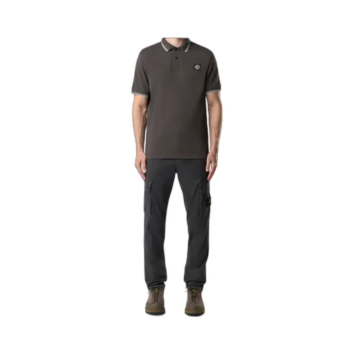 Stone Island Logo Patch Buttoned Polo Shirt