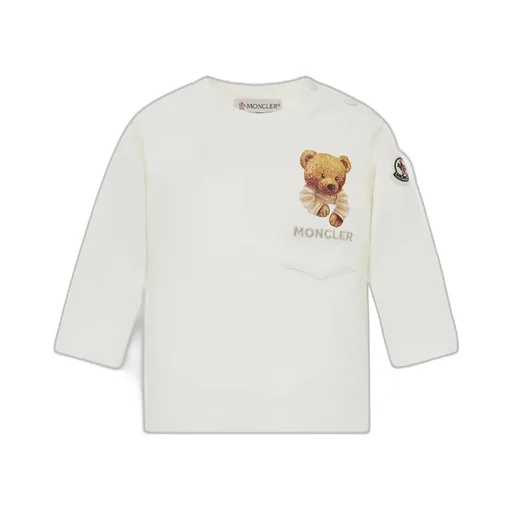 Teddy Bear Motif Cotton T-Shirt With Pocket