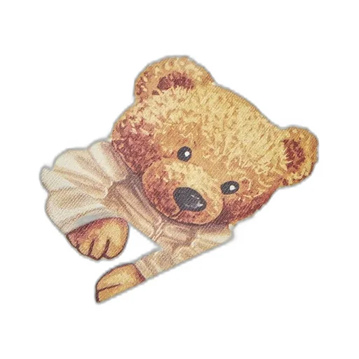 Teddy Bear Motif Cotton T-Shirt With Pocket