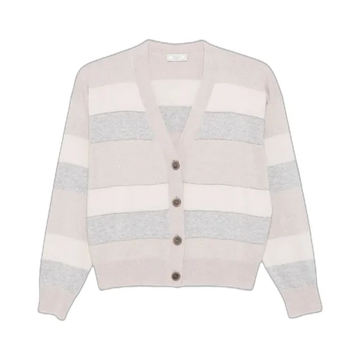 Peserico Striped Button-Front Cardigan
