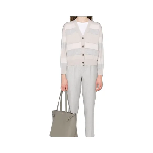 Peserico Striped Button-Front Cardigan