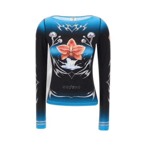Casablanca Blades Slinky Jersey Long Sleeve Top