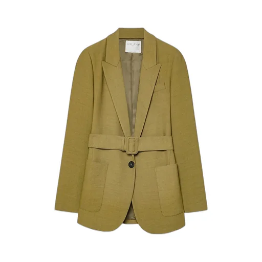 Jacket In Fluid Slub Canvas With A Belted Waist