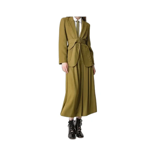 Jacket In Fluid Slub Canvas With A Belted Waist