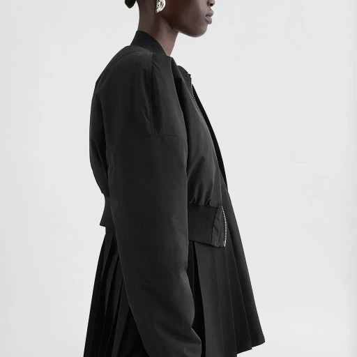 Taffeta Cropped Bomber Jacket