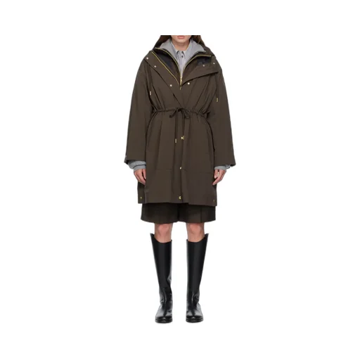 Drawstring-Waist Hooded Coat