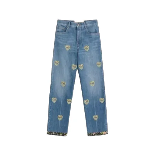 Valentino	Heart Embellished Wide Leg Jeans