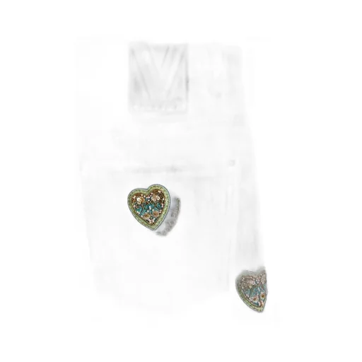 Valentino	Heart Embellished Wide Leg Jeans