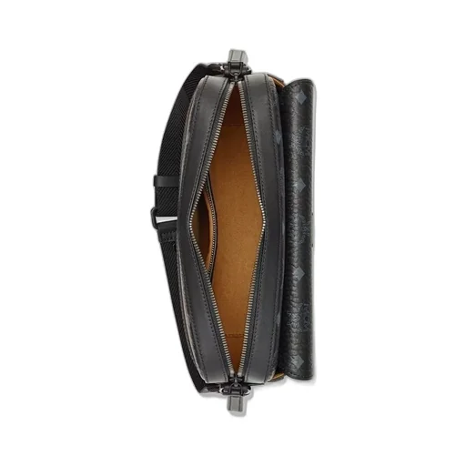 Mcm All-Over Logo Printed Zip-Up Messenger Bag