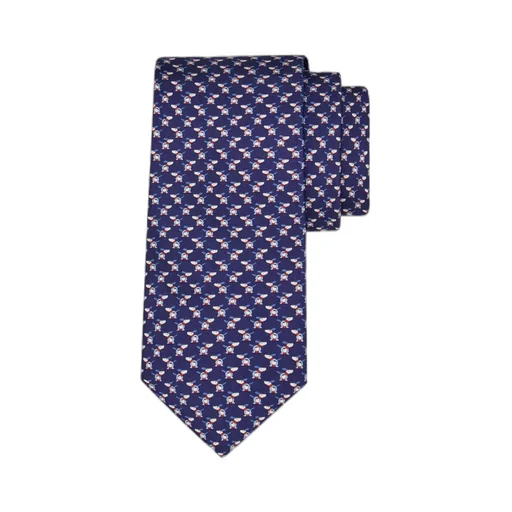 Puppy And Gancios Print Silk Tie