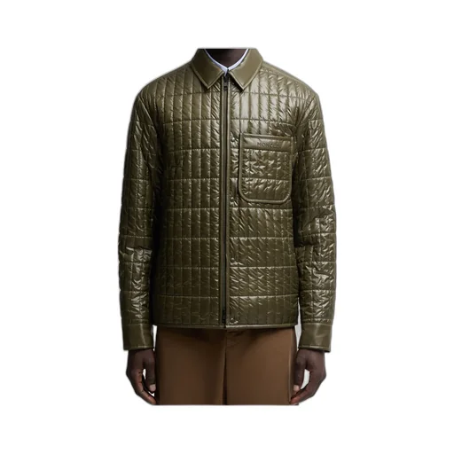 Moncler Madiere Vertical-Quilted Padded Shirt Jacket