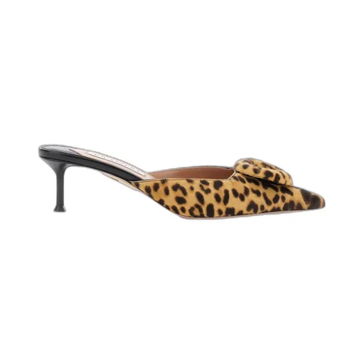 50Mm The Hoop Leopard-Print Bow Mules
