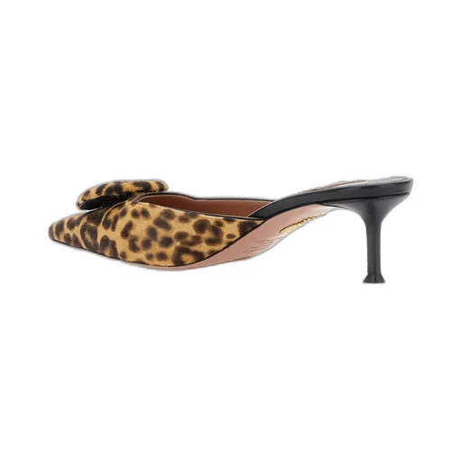 50Mm The Hoop Leopard-Print Bow Mules