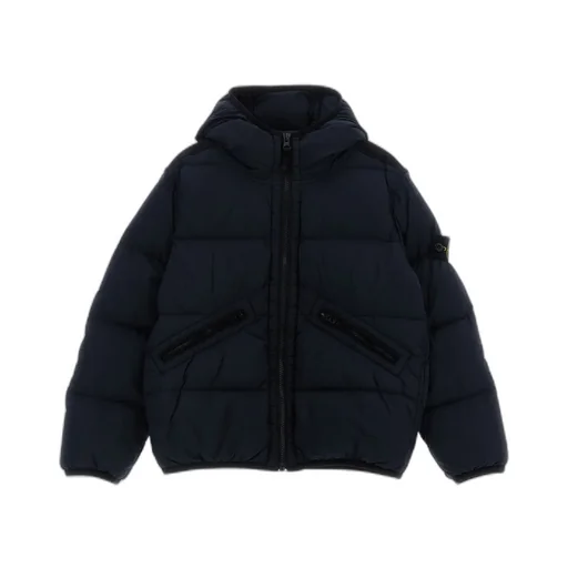 Stone Island Junior Logo Patch Hooded Down Jacket