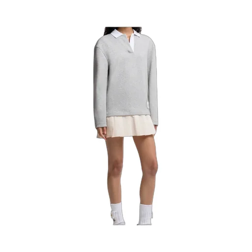Moncler Pleated Logo Patch Long-Sleeved Polo Dress