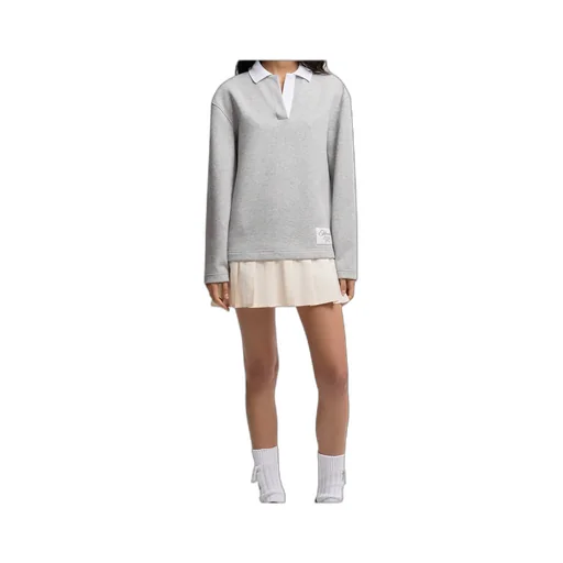 Moncler Pleated Logo Patch Long-Sleeved Polo Dress