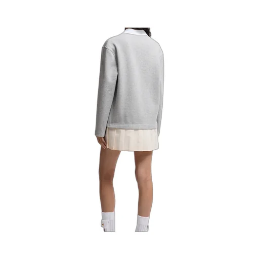 Moncler Pleated Logo Patch Long-Sleeved Polo Dress