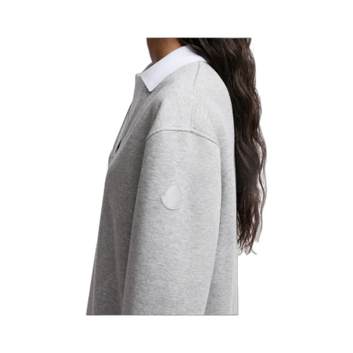 Moncler Pleated Logo Patch Long-Sleeved Polo Dress